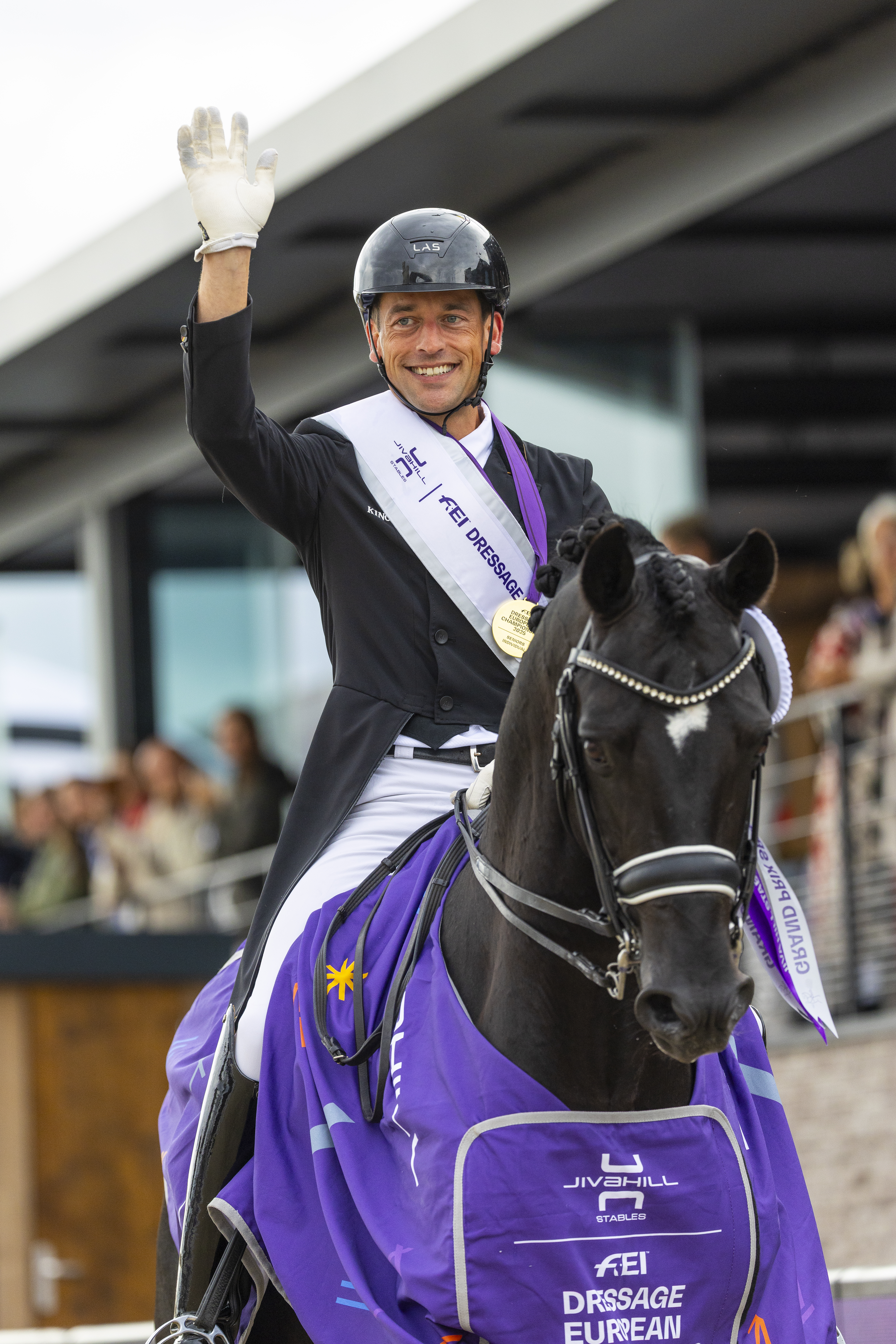 Justin Verboomen (BEL) rides on Zonik Plus winner of the Grand Prix Special in the FEI Dressage European Championship - Crozet (FRA)
